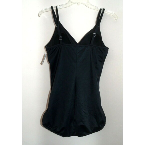 CROFT & BARROW  18 XL Body Sculptor Classic Black One-Piece Ruched Swimsuit 1 - Picture 4 of 7